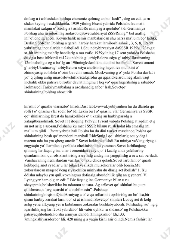 ashqiqarzi60mlrd.markanit ashkilet aredi. germaniya u ru shg a t ayyorlanar ekan, ayniqsa, o‘ zining qu ru qlikdag i qo‘ shinlarini qu drat ini oshirishg a harakat qildi. general golderningma’lu mot ichag‘ arbiyfront danemisqo‘ mondonlig i diviziyalar art yelleriyasini qo‘ shib hisoblamag anda 300t a zambarak,t o‘ p vaart yelleriya qu rollarig aeg aedi. xolbu ki fransiyaniki1600t a edi.yanafransu zarmiyasida2000t at ank hamboredi,nemisfashist qo‘ shinlarida esabit t a hamt ank yo‘ qedi. bu ndant ashqari g‘ arbiyfront da ang liyaning 1500t a samolyot i,shu ndan 1144 t asi bombardimonchi va qiru vchi samolyot laredi.fransiya1400t ajang ovorsamolyot g aeg aedi. bufakt larit t ifoqchilarningg‘ arbdakat t au st u nlikkaeg a bo‘ lg anlig ini, germaniyag a qarshisalkam 3000t asamolyot ni qarshi t ashlab,u ru shningborishini o‘ zg art irishlari mu mkin edilar.aksincha,u larkat t a u st u nlikkaeg abo‘ lishig aqaramay, qo‘ lqovu sht iribpolshaningt aslim bo‘ lishiniku t ibt …