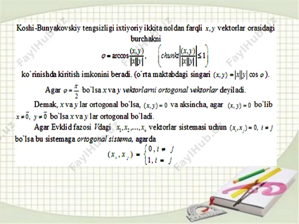 mavzu: ortоgonal va ortonormal tizimlar.ortogonallashtirish protsessi - Page 3