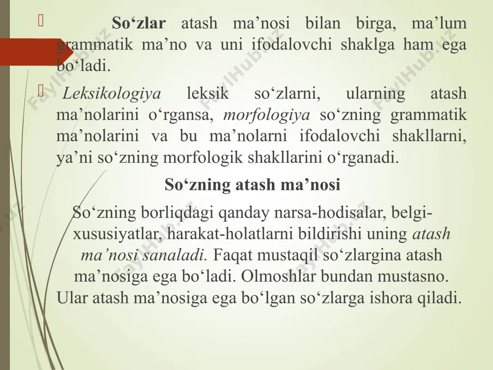 ‘ondi metafora sovuq xabar metafora do‘stlar suhbati qizidi. metafora egarning qoshi naqshdor edi. metafora eski buloqning ko‘zi ochildi. metafora fan cho‘qqilarini egallaymiz. metafora fevralning etaklarida kun ilib ketdi. metafora osmonda bulutlar suzib yuribdi. metafora mungli kuy yurakni tirnar edi metafora tuzsiz she’rlarim deb shirindan shirin bolalarim yurar oyoq uchida. metafora uning zehni juda o‘tkir, o‘zi tirishqoq edi. metafora yigitning uylanayotganini eshitgan qizning qalbi yaralandi metafora metonimiya metonimiya yunoncha metanymia – qayta nomlash demakdir. narsa, belgi va harakatlar o`rtasidagi aloqadorlik asosida ma’no ko`chish hodisasi. bu aloqadorlik o`rin va vaqt jihatdan bo`ladi. metonimiyada bir predmet bilan ikkinchi predmet orasida doimiy real aloqa mavjud bo`ladi. navoiyni oldim qo‘limga deganda navoiy asarlarini, bedilni o‘qir edim deganda ham uning asarlarini tushunamiz. metonimiyaga misollar “mushtum”ga obuna bo‘ldim metonimiya “navoiy”ni kechadan beri ko‘tarib yuribman. metonimiya ana u “ko‘zoynak” menga hech yoqmayapti-da. metonimiya bedilni o‘qir edim metonimiya dasturxonga qarang. metonimiya navbatim sumka ko‘targan “jinsi”dan keyin. metonimiya navoiyni kechadan …