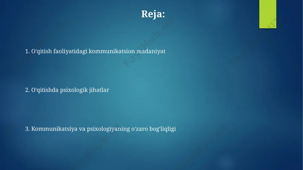 sh va bahs-munozaralar munozaralarda emotsional intellektni namoyon etish, ya'ni 70% tinglash va 30% gapirish qoidasiga rioya qilish, o'zaro hurmat va to`qnaishuvlarni konstruktiv hal qilishga yordam beradi. fikr almashish jarayonida 2-3 nafar talaba o'rtasida samarali muloqotni ta'minlash uchun o'qituvchi rolini kuchaytirish, faol tinglash va konstruktiv tanqid texnikalarini qo'llash muhim ahamiyatga ega. talaba-o'qituvchi munosabatlari o'qituvchi va talaba o'rtasidagi samarali muloqot, dars samaradorligini 20% ga oshirishi va talabalarning 30% ko'proq faol ishtirok etishini ta'minlashi mumkin. salbiy munosabatlar natijasida talabalar qiziqishini yo'qotish va darslarga qatnashish darajasining 10-15% pasayishi kuzatiladi, bu esa akademik ko'rsatkichlarga salbiy ta'sir ko'rsatadi. ta'limda faol tinglash o'quv jarayonida 5 dan ortiq turdagi faol tinglash texnikalarini qo'llash, masalan, xulosalash, savollar berish, fikrlarni umumlashtirish, o'quvchilarning fikrlash va muloqot qobiliyatlarini rivojlantirishga yordam beradi. ta'limda faol tinglash o'quvchilarning 70% gacha ma'lumotni tinglash orqali o'zlashtirishini ta'minlaydi, bu esa an'anaviy usullarga nisbatan ancha yuqori samaradorlikni ko'rsatadi. motivatsiya va muloqot o'qituvchining ijobiy muloqoti, 70% gacha o'quvchilarning motivatsiyasini oshirishi …