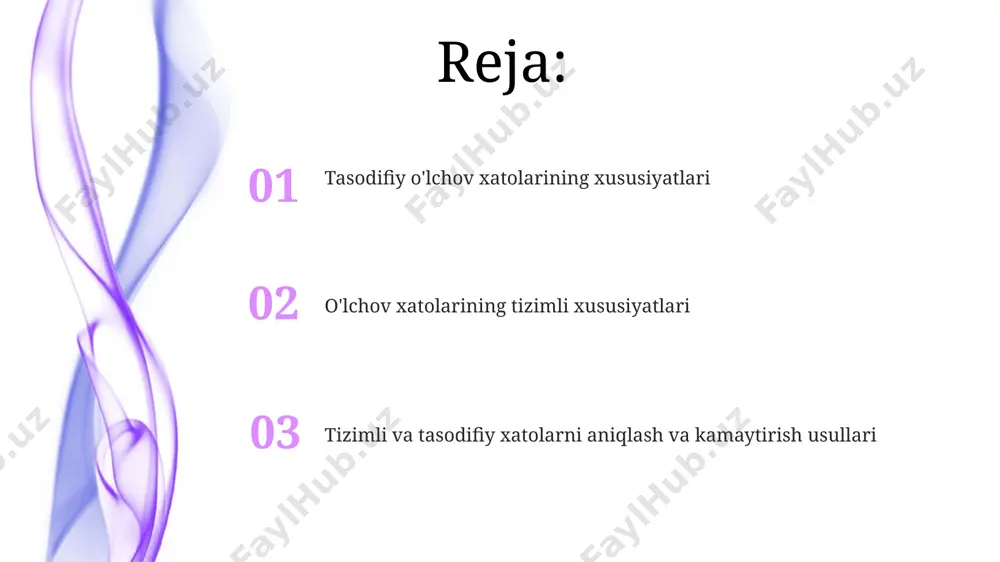 lchash jarayonida atrof-muhit sharoitlarining (harorat, namlik) o'zgarishi tufayli 2-3% gacha bo'lgan tasodifiy xatolar paydo bo'lishi mumkin. sistematik xatolarni bartaraf etish usullari sistematik xatolarni bartaraf etishning bir usuli sifatida kalibrlashdan oʻtish, 0,01 mm aniqlikdagi standart oʻlchov vositalaridan foydalanish orqali asboblarning aniqligini tekshirish va tuzatishni oʻz ichiga oladi. har bir oʻlchovdan keyin asboblarni nolga qaytarish, 3-5 marta takror oʻlchovlar oʻtkazish va natijalarni oʻrtacha hisoblash orqali tasodifiy xatolardan tashqari sistematik xatolarni kamaytirish mumkin. o'lchov aniqligi va to'g'riligi agar o'lchov natijalarining o'rtacha qiymatidan 95% ishonch oralig'i ±2 standart xato chegarasida bo'lsa, o'lchovning to'g'riligi yuqori deb hisoblanadi. o'lchov aniqligi 0,1 mm bo'lgan asbob yordamida o'lchangan qiymatning haqiqiy qiymatdan farqi 0,05 mm dan oshmasligi kerak, aks holda tizimli xato mavjud. o'lchov natijalarini taqdim etish o'lchov natijalarini to'liq bayon qilishda, o'lchov vositalarining aniqligi (masalan, 0,1 mm) va o'lchov sharoitlari kabi omillarni ham ko'rsatish muhim, bu esa natijalarga bo'lgan ishonchni oshiradi. grafiklar yoki jadvallar orqali o'lchov natijalarini taqdim …