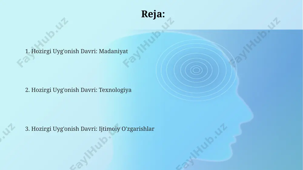 i 3 ta yirik o'yinchi paydo bo'lishi va ularning jahon iqtisodiyotiga ta'siri sezilarli bo'lishi mumkin. hozirgi uyg'onish davri: ta'rif va asosiy xususiyatlar ushbu davrning asosiy xususiyati sifatida dunyo bo'ylab, ayniqsa, osiyo va amerika qo'shma shtatlari kabi yirik mamlakatlarda, innovatsion texnologiyalar va yangi g'oyalar tez tarqalishi va keng qo'llanilishi hisoblanadi. hozirgi uyg'onish davri iqtisodiyotning globalizatsiyasi va 5g texnologiyalarining joriy etilishi bilan birga, 21-asr insoniyatining yangi rivojlanish bosqichi sifatida dunyoning ko'plab shaharlarida sezilarli o'zgarishlarni keltirib chiqarmoqda. hozirgi uyg'onish davri, taxminan 2000-yillardan boshlab, global miqyosda 3 milliarddan ortiq odamni qamrab olgan axborot texnologiyalari va internetning tez rivojlanishi bilan bog'liq holda kuzatilmoqda. madaniy va ijtimoiy o'zgarishlar 2015-yildan buyon dunyoning turli burchaklarida, jumladan toshkent va samarqand kabi yirik shaharlarda, ko'p madaniyatli festival va tadbirlar soni 2 baravar ko'paydi, bu esa turli madaniyatlarning o'zaro boyitishini namoyish etadi. o'zbekistonning qishloq hududlarida 2022-yilda internetga kirish imkoniyati 15% ga oshdi, bu esa ma'lumot oqimiga kirish va madaniy rivojlanish uchun …