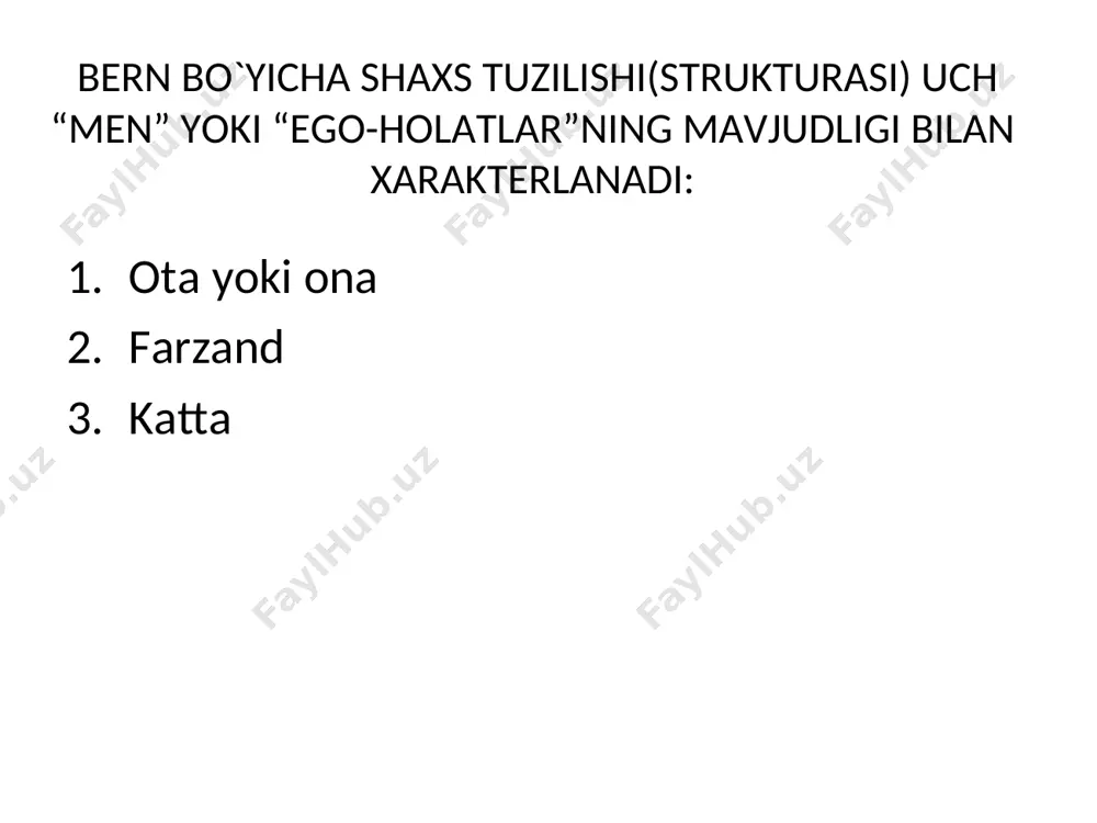 k toʻlqinlarining maʼlum toʻlqin uzunliklarining ob’ektiv ustunligi mavjud boʻlsa ham), sargʻishlik faqat bizning idrokimizda. xuddi shu narsa tovushga ham tegishli: u oʻz-oʻzidan mavjud emas va bu tovush faqat bizning boshimizda boʻlganligi sababli, uni idrok etishni proyeksiya deb atash mumkin. proyeksiya paranoid va gisteroid shaxsiyat buzilishida asosiy himoya mexanizmlaridan biridir . paranoya — vahima yoki qo'rquv taʼsirida yuzaga keluvchi instinkt yoki fikrlash jarayoni. koʻpincha aldanish va mantiqsizlik bilan bogʻliq holatlar sababli kelib chiqadi. paranoyd fikrlash, odatda, insonni taʼqib etuvchi yoki oʻziga nisbatan tahdid va fitna kabi fikrlarni oʻz ichiga oladi. paranoya fobiyalardan farq qiladi. ular kabi ushbu kasallik ham mantiqsiz qoʻrquvni oʻz ichiga oladi, lekin odatda paranoyaga, fobiyalar singari, nimadir aybdor boʻlmaydi. soxta ayblovlar va boshqa odamlarning umumiy ishonchsizligi ham koʻpincha paranoyaga sabab boʻladi. masalan, paranoyak odam voqea qasddan sodir boʻlganiga ishonadi, hattoki koʻpchilik buni baxtsiz hodisa yoki tasodif deb hisoblagan taqdirda ham. paranoya psixozning asosiy alomatlaridan biri hisoblanadi. proyeksiya natijasida …