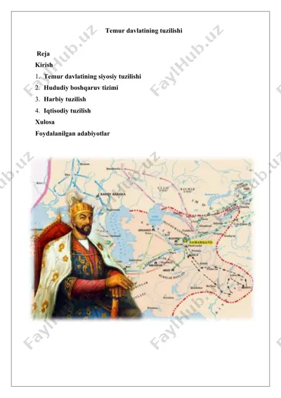 temur davlatining tuzilishi. — DOCX