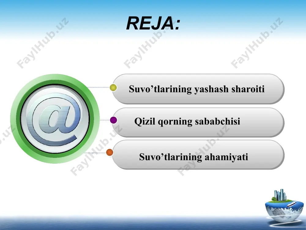 qorida ko‘rsatilganidek suvo‘tlar suv harorati +75°…+93° gacha bo‘lgan issiq buloqlarda yoki tog‘lardagi qor va muzliklarda ham hayot kechiradi. qizil qorning sababi mdhning 2’300–3’400 metr balandlikdagi kavkaz tog‘laridan, novaya zemlya, frants iosif yerlaridan va shunga o‘xshash joylarning qor va muzliklaridan ko‘pgina suvo‘tlar topilgan. ana shu joylardagi qor va muzliklarning usti onda-sonda turli xil rangga (ko‘k, qizil, yashil va h. k.) bo‘yalib turadi. qor va muzliklarning rangi, asosan, shu yerlarda yashayotgan suvo‘tlarning turlariga va ularning hujayra shirasi tarkibidagi gematoxrom deb ataluvchi rang beruvchi pigmentning miqdoriga bog‘liq. 1929 yilda kavkazning qarachay tog‘ida kuzatilgan qizil qorning sababchisi 55 xil suvo‘tlar bo‘lib, shundan 26 turi diatom, 18 turi yashil, 10 turi ko‘k yashil va 1 tur qizil suvo‘tlarning vakillari bo‘lganligi aniqlangan, yer sharining turli qorli va muzli qismlarida faqat qizil qor emas, balki sariq, yashil, qora, pushti qorlar ham kuzatilganligi va bunga sababchi turli xil suvo‘tlar ekanligi kuzatilgan. shimoliy amerikaning iellouston parkida yashil suvo‘tlarning vakillari …