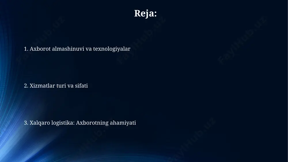 tika hamkorligi tzbni optimallashtirish va tranzit vaqtini 20% ga qisqartirish maqsadida qo'shma loyihalarni amalga oshirmoqda. tzb samaradorligini oshirish uchun real vaqt rejimida ma'lumotlarni yig'ish va tahlil qilishga asoslangan, 5 dan ortiq sensorlardan foydalanadigan zamonaviy texnologiyalar, masalan, iot va big data, keng qo'llanilmoqda. xalqaro logistika tushunchasi jahon savdosi hajmining 90% dan ortig'i xalqaro logistika vositalari orqali amalga oshiriladi, bunda dengiz transporti 80%, havo transporti esa 15% ni tashkil etadi, bu esa dunyoning har qanday nuqtasidan mahsulotlarni yetkazib berishni ta'minlaydi. xalqaro logistika tovarlarning 20 dan ortiq davlatlar, jumladan, xitoy, aqsh va yevropa ittifoqi mamlakatlari o'rtasida tashilishi bilan bog'liq murakkab jarayonni o'z ichiga oladi, bu yerda logistika operatorlari 1000 dan ortiq konteynerlarni boshqarishi mumkin. mijozlar bilan munosabatlarni boshqarish mijozlarning 70% i elektron pochta orqali tezkor javob olishni kutmoqda va germaniyadan kelgan yuklarning yetkazib berilish muddatlari to'g'risida real vaqt rejimida ma'lumot olishni talab qiladi. rossiya bozoriga yuk tashishda mijozlarning 95% i transport vositalarining gps …