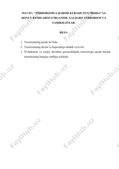 terrorizm va qonunchilik — DOCX