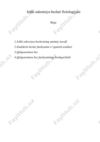 ichki sekretsiya bezlari fiziologiyasi — DOC