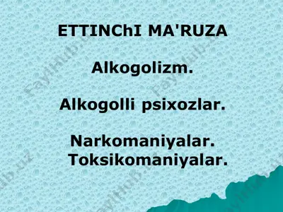 alkogolizm va narkomaniyalar — PDF