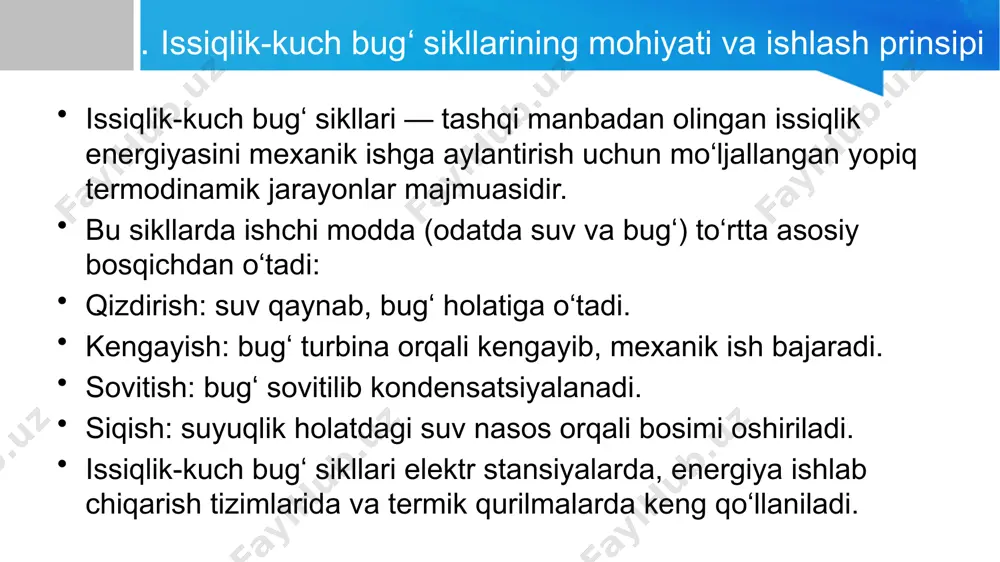 issiqlik-kuch bugʻ sikllari. karno va renkin sikllarini taqqoslash - Page 3