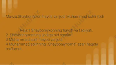 muhammad shayboniyxonning hayoti va ijodi — PPTX
