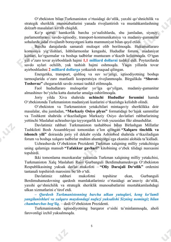 a ishlab chiqarish hajmi 7 trillion so‘mdan oshgan. qariyb 310 million dollarlik mahsulot eksport qilinib, bu ko‘rsatkich 1,3 barobar o‘sgan. shu davrda 55 million dollar investitsiya o‘zlashtirilgan. shundan 48 million dollari to‘g‘ridan to‘g‘ri xorijiy investitsiya va kreditlardir. xorijiy brendlar ostida xaridorgir mahsulotlar ishlab chiqarish bo‘yicha umumiy qiymati 900 million dollarga teng loyihalar shakllantirildi. ayni paytda texnik jarayonlarni kelishish, zarur texnologiyalarni yo‘lga qo‘yish bo‘yicha ishlar olib borilmoqda. joriy yilda ishlab chiqarish hajmini 43 trillion so‘mga yettkazish, qariyb 5 trillion so‘mlik mahsulotlarni mahalliylashtirish ko‘zda tutilgan. umumiy qiymati 656 million dollarlik 71 ta loyihani amalga oshirib, 4 ming 600 ta ish o‘rni ochish mo‘ljallangan. eksport miqdori 1 milliard 700 million dollarga, geografiyasi 68 ta mamlakatga yetishi kutilmoqda. mutasaddilarga tarmoqdagi har bir korxona bilan ishlab, sanoat va logistika zanjirlarida yuzaga keladigan masalalarni hal etish, eksport geografiyasini diversifikatsiya qilib, yangi bozorlar topish bo‘yicha topshiriqlar berildi. o‘zbekiston prezidenti rossiya tashqi ishlar vazirini qabul qildi 2025-yil 23-aprel …