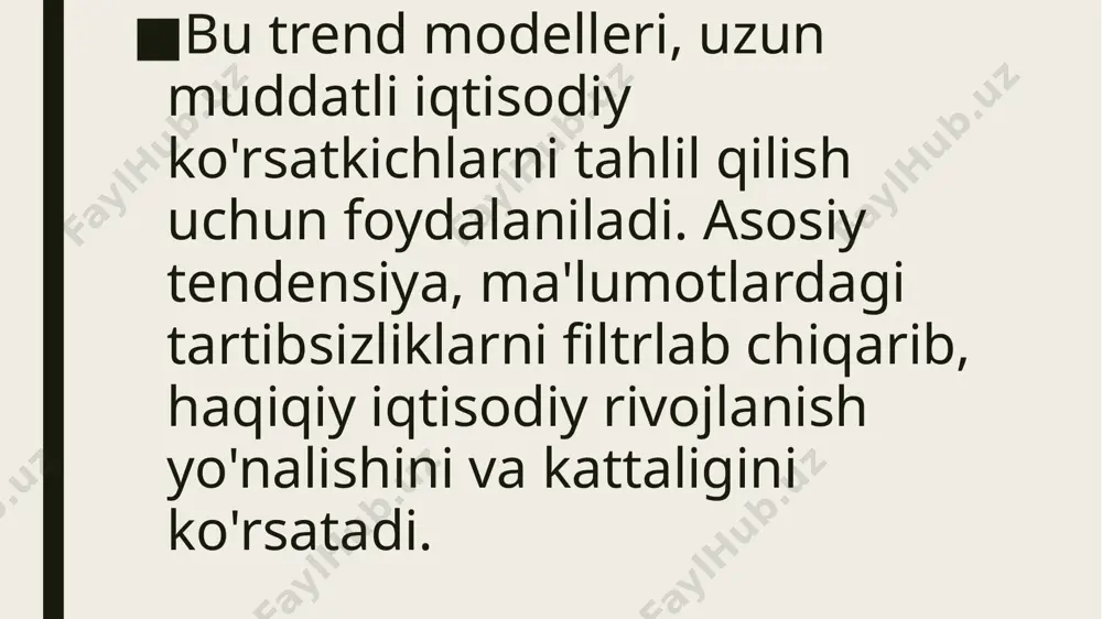 o'lchash uchun ham ishlatiladi. 2. ijtimoiy istiqbol (gdp): bu ko'rsatuv, mamlakatdagi umumiy mahsulot va xizmatlar miqdorini ifodalaydi. gdp, mamlakatning iqtisodiy holatini tushunish uchun katta ahamiyatga ega. 3. ishsizlik darajasi: bu ko'rsatuv, mamlakatdagi ishsizlik darajasini ifodalaydi. ishsizlik darajasi, mamlakatdagi ishlab chiqarish imkoniyatlarini va ijtimoiy holatni tushunish uchun muhimdir. 4. import va eksport miqdori: bu ko'rsatuvlar, mamlakatdagi import va eksport miqdorini ifodalaydi. bu ko'rsatuvlar, mamlakatning xalqaro iqtisodiy aloqalari va moliya siyosati tushunish uchun muhimdir. 5. valyuta kursi: bu ko'rsatuv, mamlakatdagi valyuta kursini ifodalaydi. valyuta kursi, mamlakatning xalqaro iqtisodiy aloqalarini tushunish uchun muhimdir. ekonometrik modellashtirish, bu ko'rsatuvlarni o'zgarishlarini tahlil qiladi va ularning o'zaro bog'liqlikini aniqlaydi. bu bog'liqliklar, iqtisodiyotni tahlil qilish va boshqa maqsadlarga erishishga yordam beradi. ekonometrik modellashtirish, iqtisodiyotni tahlil qilish va boshqa maqsadlarga erishish uchun statistik metodlar va matematik modellar ishlatishni o'z ichiga olgan iqtisodiyot fanidagi bir yo'nalishdir. bu yo'nalish, asosiy makroiqtisodiy ko'rsatkichlarni o'zgarishini tahlil qilishga imkon beradi va bu tahlil, iqtisodiyotni …
