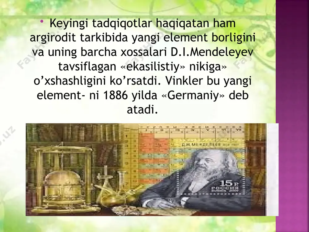 germaniy gruppachasining elementlarining olinishi va xossalari - Page 5