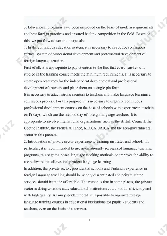 years, practical work on the organization of all stages of the education system based on modern requirements has entered a decisive stage in our country. the aim of the course paper: to study the application of methods and modern technologies to the educational process aimed at improving students' knowledge of the english language. the object of the course paper: educational methods include various methods and forms of work used in the implementation of tasks that must be performed in order to achieve the goals envisaged by a specific pedagogical process. the subject of the course work. in order to learn each new thing, it is necessary to pay special attention to its peculiarities, properties, and other aspects. in this respect, it is not without benefit to pay attention to its vocabulary, grammatical features and other aspects when learning foreign languages. the structure of study: consist of introduction, chapter. i and …