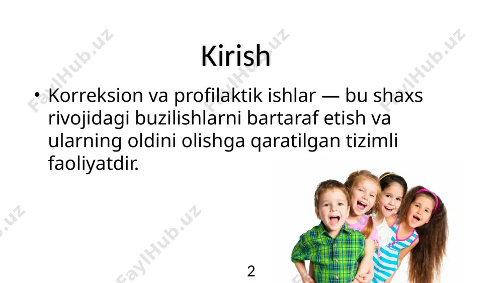 ksiyasi 4. harakat va sensor korreksiyasi 13 profilaktika turlari 1. birlamchi profilaktika – salbiy holatlar oldini olish 2. ikkinlamchi profilaktika – muammolarni erta aniqlash 3. uchinchi darajali profilaktika – mavjud muammolarni yengillashtirish 14 15 image1.jpeg image2.jpeg image3.jpeg image4.jpeg image5.jpeg image6.png image7.jpeg image8.jpeg image9.jpeg image10.jpeg image11.jpeg image12.jpeg image13.jpeg image14.jpeg image15.jpeg /docprops/thumbnail.jpeg
