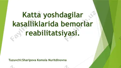 bemorlarni kasalliklarida reabilitatsiya — PPTX