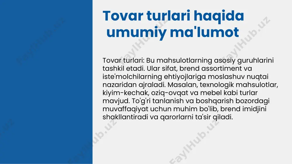 mijozlarning ishonchini qozonadi va ularning tanlovlariga ta'sir qiladi. sifat va brendlar iste'molchilar uchun muhim bo'lib, ular mahsulotni tanlashda asosiy omil hisoblanadi. yuqori sifatli va kuchli brendlar mahsulotning bozordagi raqobatbardoshligini oshiradi, xaridorlarning sadoqatini mustahkamlashga yordam beradi. mahsulot sifatining yuqori bo'lishi uning uzoq muddatli muvaffaqiyati uchun asos bo'lib, brendning obro'sini mustahkamlashdi. sifatli mahsulotlar va kuchli brendlar kompaniyaning bozor ulushini kengaytirishga imkon yaratadi va iste'molchilarning talablariga javob beradi. iste'molchilar uchun tanlov omillari brendning tanlovdagi o'rni: iste'molchilar brendga ishonch, tanlovda muhim omil sifatida qarashadi. brendning obro'si, reklama va tavsiyalar muhim rol o'ynaydi. sifat yuqori bo'lgan mahsulotlar odatda brend bilan bog'lanadi. iste'molchilar sifatli va ishonchli brendlarni tanlashga intiladi, bu ularning qoniqish darajasini oshiradi. mahsulot narxi, sifat, brend obro'si, reklama, tavsiyalar va ehtiyojlar - tanlovda muhim rol o'ynaydi. eng muhim omil sifat va brend hisoblanadi. brend va sifat o'rtasidagi munosabatlar brend sifatini uning tanilganligi, mijozlar ishonchi va mahsulotning doimiyligi belgilaydi. sifat esa, texnik va funksional talablarni …