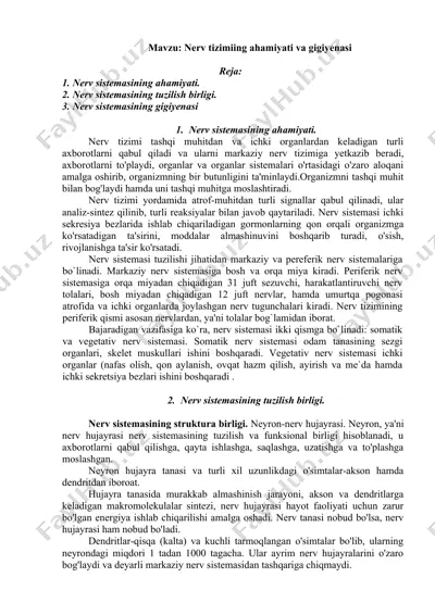 nerv tizimiing ahamiyati va gigiyenasi — DOCX