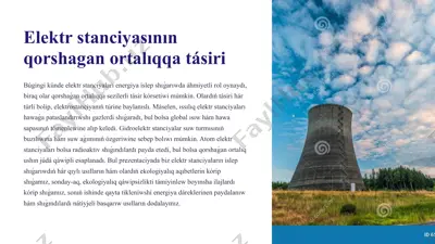 elektr stanciyasının qorshagan ortalıqqa tásiri — PPTX