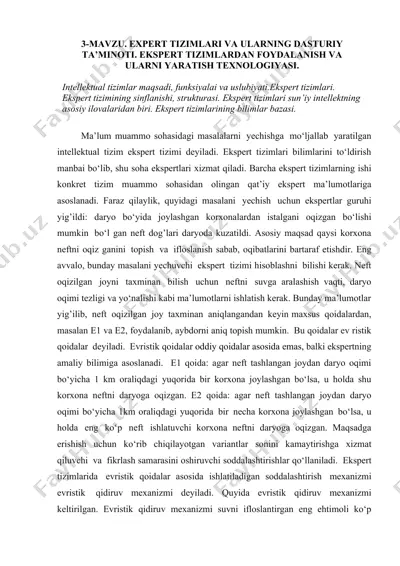 ekspert tizimlari va ularning dasturiy ta’minoti — DOC