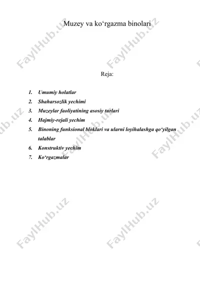 muzey va ko‘rgazma binolari — DOC