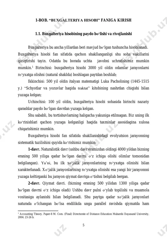 ford university press, 2014. 2 b. 7 4-davr. nazariy-amaliy davr (ushbu davr 1850-1900 yillar oralig‘ini egallaydi). bu davrga kelib xo‘jalik jaryonlariga huquqiy maqom shakllandi. natijada jaryonga ham iqtisodiy jihatdan, ham huquqiy jihatdan yondashuvlar belgilandi. schyotlar rejasining differentsiyasi boshlandi, shakllariga ahamiyat qaratildi, balans, foyda, tannarx, ishlab chiqarish va muomala xarajatlari tushunchalari shakllandi. buxgalteriya hisobi butun reallikni baholashni qamrab oldi. buxgalteriya hisobi butun jarayonni suratga oladigan, rengenometriya qiladigan elementga aylandi. yunon sivilizatsiyasi davrida evropada kompleks davlat boshqaruvi tizimi ruhoniylar tomonidan amalga oshirilgan.3 verner sombart siyosiy iqtisodchi, 1863 yilda tug‘ilgan va 1941 yilda germaniyada vafot etgan. u berlin, rim, piza universitetlarida huquq, iqtisod, tarix va falsafa fanlaridan o‘qib, oxir-oqibat berlinda iqtisodiyot professori bo‘lgan. uning asosiy ishi “zamonaviy kapitalismus” xx asr kapitalizmini o‘zida aks ettirgan. sombart o‘sha davr buxgalteriya yozuvlarini tahlil qilib, uni uch tasodifiy omilni o‘rganib kapitalistik korxona o‘sishi uchun muhim deb hisoblagan: 1. qonun. 2. biznes boshqarish usullari. 3. bozor. qonun kompaniya …