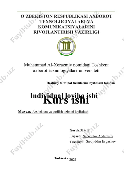 arxitektura va qurilish tizimini loyihalash — DOCX