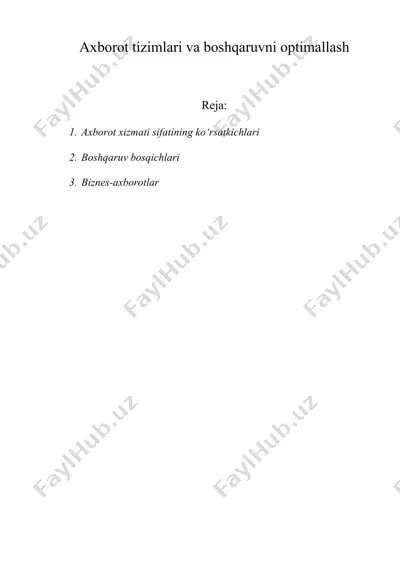 axborot tizimlari va boshqaruvni optimallash — DOC