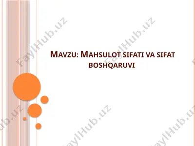 mahsulot sifati va sifat boshqaruvi — PPTX