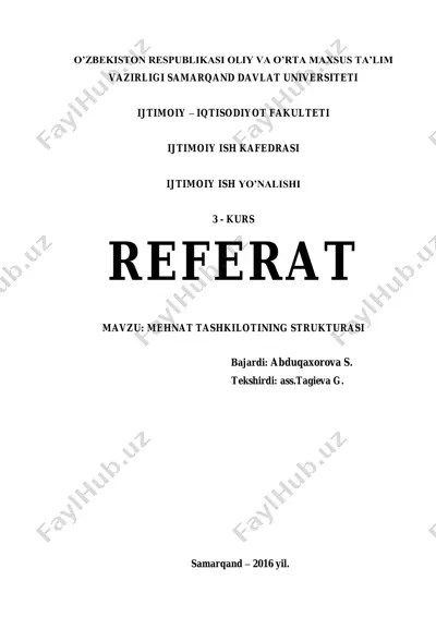 mehnat tashkilotining strukturasi — PDF