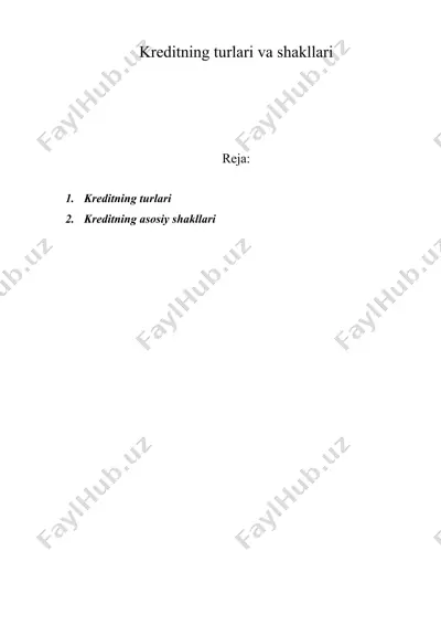 kreditning turlari va shakllari — DOC
