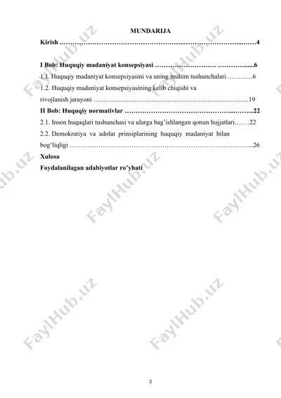 huquqiy madaniyat konsepsiyasi — DOCX