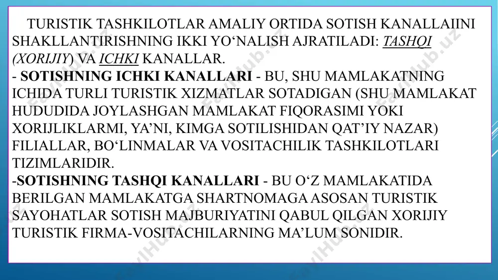 turistlarga turistik mahsulotlarni sotishning asosiy shakllari - Page 5