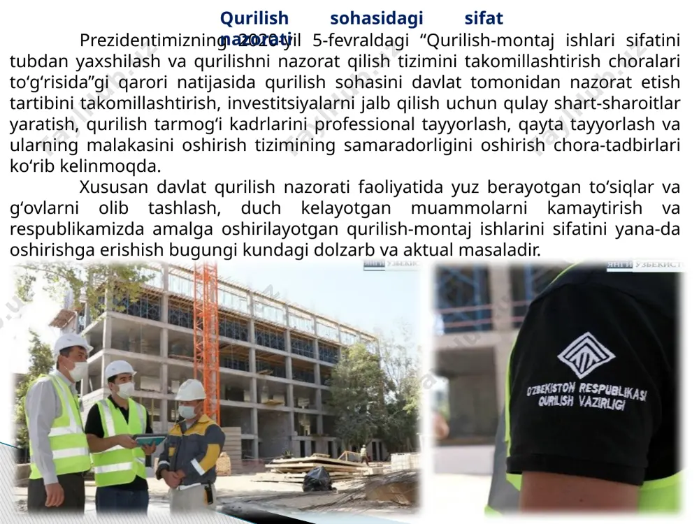 standartlashtirish bo‘yicha davlat nazorati. qurilish sohasida nazorat - Page 5