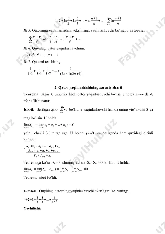 qator yaqinlashishining zaruriy sharti - Page 5