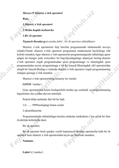 shartsiz o`tish operatori — DOCX