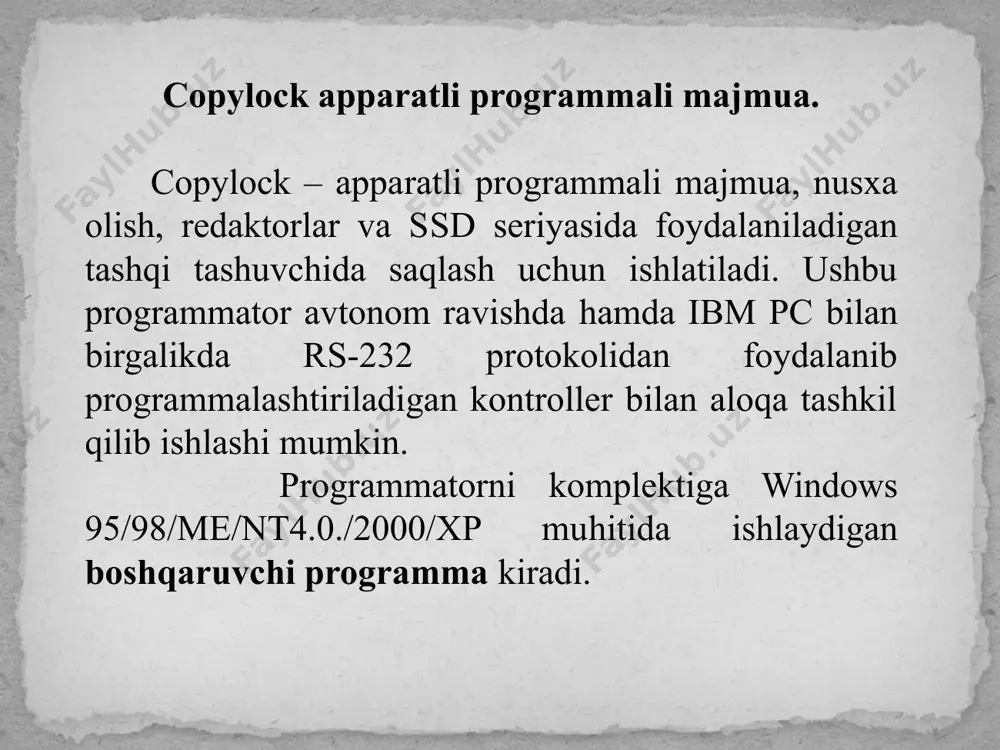 chta asbob uskunalar bo‘lsa kifoya. agar bunga professional tarafdan yondoshmoqchi bo‘lsangiz bilingki nosozliklarni topish va ularni tez tuzatish uchun maxsus asbob uskunalar mavjud. bular qatoriga quyidagilar kiradi [3,4]: sochish va yig‘ish uchun oddiy asbob uskunalar majmuasi; kompyuter qismlarini testlash uchun diagnostik qurilmalar va programmalar; qarshilik va kuchlanishni o‘lchash uchun asboblar: raqamli multimetr, logik elementlar va raqamli sxemalarni tekshirish uchun yakka impulsli generatorlar; kimyoviy preparatlar (kontaktlarni tozalash uchun eritma), pulverizator sovutadigan suyuqlik bilan va kompyuter qismlarini tozalash uchun ballonda siqilgan gaz (havo) bilan: kontaktlarni tozalash uchun tampon to‘plami; maxsus qo‘l asboblari (masalan, mikrosxemalarni, chiplarni almashtirish uchun asboblar); ketma-ket va parallel portlarni tekshirish uchun testli razemlar; simm modullarini, dip chiplarini va boshqalarni ishlashini baholash uchun xotirani tekshiruvchi asboblar; ba’zi bir hollarda payvandlash uchun asboblar to‘plami kerak bo‘lishi mumkin. qo‘l instrumentlari. barcha kompyuterlarning servisli ta’mirlash xizmati uchun kerak bo‘lgan asbob uskunalar qimmat emas. ularning ko‘pchiligi katta bo‘lmagan xalta yoki qutiga joylashadi. xatto yuqori …