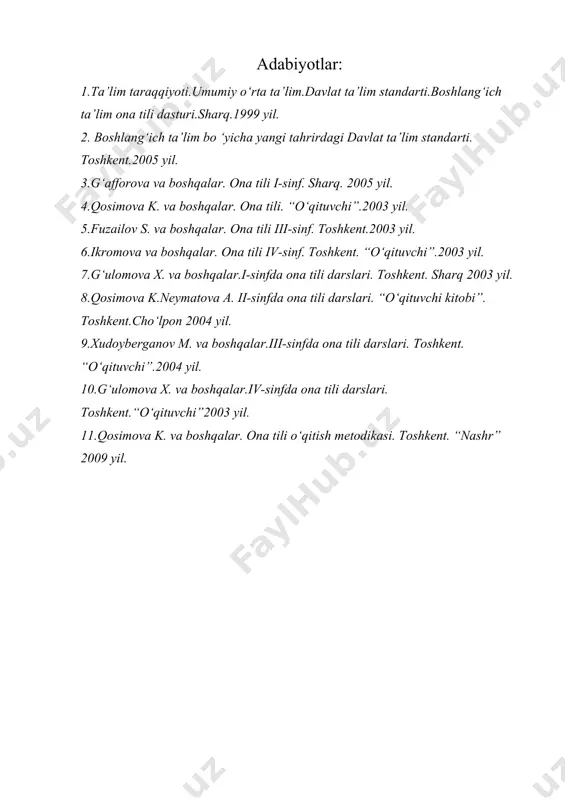 b, olma, daftar, chizg‘ich, qalam, darslik bilan ishlash orqali o‘quvchilar tushunchasi mustahkamlanadi. i-sinfda ona tili kitobidan 100, -101,-102-mashqlar shartiga ko‘ra og‘zaki va yozma bajarilishi haqida talabalarga ma’lumot beriladi. ii-sinfda shaxs va narsani nomini bildirgan so‘zlar kishilarning ismi va familiyasi, hayvonlarga qo‘yilgan nomlar, shahar va qishloq, ko‘cha va daryo nomlarida bosh harf mavzulari 16-soat dars mobaynida o‘quvchlarga aytib o‘tiladi. namuna sifatida dars reja konspektini tuzib tafsiya etiladi. mavzu: kishilarning ism va familiyasida bosh harf. maqsad.kishilarning ismi va familiyasida bosh harfni ishlatish ko‘nikmasini o‘stirish. darsning borishi: i.uy vazifani tekshirish. 1.mashq ko‘rib chiqiladi. 2.o‘qish kitobidan qaysi yozuvchilar ismini yozdingiz deb so‘raladi va 4-5 o‘quvchiga alifbo tartibida yozganlar o‘qitiladi. ii. kishilarning ismi va vamiliyasida bosh harf bilan boshlab yozuv ko‘nikmasini o‘stirish yuzasidan mashq. 1.nuqtalar o‘rniga bolalar ismini qo‘yib yozgan javoblar 2-3 o‘quvchiga o‘qitiladi. 188-mashq. 2.uzluksiz berilgan matndagi gaplar chegarasini qanday aniqlab yozganlarini o‘qib tushuntiradilar. 189-mashq. 3. “onangiz va otangizning familiyasi va ismini ayting” degan …