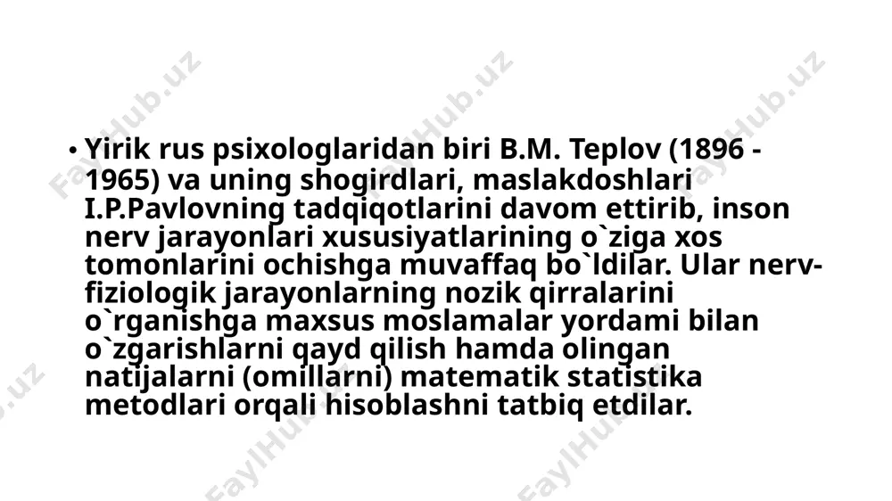 hda mudofaa bilan bog`liq harakat markazlari kuchli qo`zg`alish tufayli muhofaza (mudofaa) dominantasi vujudga keladi. hayvonlardagi mazkur hodisalarning shaxs xarakteri xislatlari namoyon bo`lishi bilan o`xshashligi mavjud. bular: 1) ular hayvonlar va odamlar uchun stereotip xususiyatga ega; 2) sharoitga bog`liq holda odamlarda va hayvonlarda bir qo`zg`ovchiga javoban xilma-xil stereotip xususiyatli reaksiyalar tizimi vujudga keladi; 3) funksional holatlar har ikkalasida ham barqaror va doimiy xususiyat kasb etadi. funksional holatlar hosil bo`lishining tashqi omillariga asoslanib, xarakter xislatlari shakllanishining fiziologik sharoitlaridan biri-ko`chish mexanizmi asosida dinamik stereotiplarning vujudga kelishidir. xarakter xislatlarining dinamik stereotiplarga bog`liq nerv tizimining shartli reflektor funksional holati shaxsning sharoitiga nisbatan turlicha munosabatiga bog`liqdir. masalan, tajribaga nisbatan tekshiriluvchining munosabati o`zgartirilsa, unda nerv jarayonlarining qo`zg`aluvchanligi, harakatchanligi, to`xtalishi kuchayadi, demak nerv tizimining funksional holati o`zgaradi. shunday qilib, xarakter xislatlarining asosi ko`chish mexanizmi insonlarda hayvonlarnikidan keskin tafovutlanadi, chunki unda ikkinchi signal tizimi nihoyatda muhim ahamiyat kasb etadi. xarakter xislatlarining namoyon bo`lishi bilan nerv tizimiga qiyoslansa, u holda …