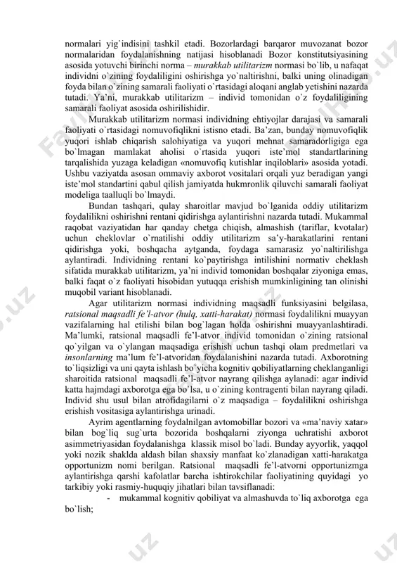 irini yaxshi bilgan shaxslar doirasi bilan cheklangan mikrodarajadagi ishonch sifatida mavjud bo`ladi. har qanday ahamiyatli bitimning davlat organiga: partiya, reja, ta’minot organiga murojaat etish bilan bog`liqligi sababli davlatga ishonmasdan turib, yo`l tutishning iloji yo`q. bunday vaziyatda bevosita kontragentga ishonish mutaqo ortiqcha – davlat uchinchi tomon sifatida bitim shartlarining bajarilishini kafolatlaydi. biroq mikrodarajadagi ishonch baribir maksimal personifikatsiyalangan shaklda mavjud bo`ladi. bu norma ham uy xo`jaligida, ham korxonada amal qiladi. uy xo`jaligining ijtimoiy va iqtisodiy hayotida og`irlik markazining oilaqarindoshchilik tarkibiga, do`stlar va tanish-bilishlarga ko`chiriladi. masalan, o`zaro hamkorlik umuman vrach, sartarosh bilan emas, balki tanish vrach yoki sartarosh bilan amalga oshiriladi. korxonalar xatti-harakatini ham huddi shunday ta’riflash mumkin. ulardan har pbiri barqaror sherikchilik doirasiga ega bo`lib, bunda ushbu korxonalar rahbarlari o`rtasida shaxsiy darajada ishonchli munosabatlar yo`lga qo`yiladi. ya’ni, direktorlar o`rtasida o`zaro yordam va o`zaro ishonch tamoyillari asosiga qurilgan korporativ munosabatlar shakllanadi. buyruqbozlik iqtisodiyotining navbatdagi bazaviy normasi «sen – menga, men - senga», yoki …