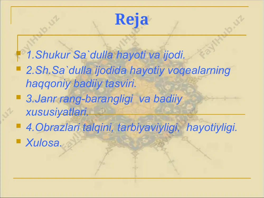 he’r va ertaklar” (1957), “pyesalar” (1959), “dastyor qiz” (1960), “sening al’boming” (1962), “ozoda” (1969), “komandirning boshidan kechirganlari” (1962), “kachal polvon” (1963,1966,1967,1986), “ism qo`yilmagan xat”, “sening bayraming”, “mening aziz bolalarim” va boshqa kitoblari bosilib chiqdi. dramaturg shukur sa’dullaning “yoriltosh”, “gulxan”, “bizning boqchamiz”, “dalada bayram”, “vatan ishqi” (dramaturg 3. fatxullin bilan hamkorlikda yozilgan), “ikki bilakuzuk”, “zubayda”, “afsona yaratgan qiz” pyesalarini tomoshabinlar yaxshi bilishadi. quvnoq va jo`shqin asarlar kuychisi bo`lgan shukur sa’dulla o`zining juda ko`p she’r, qo`shiq, ertak, ertak-doston, pyesalarini kichik maktab yoshidagi bolalarga bag`ishlagan. shukur sa’dulla tabiat kuychisi sifatida e’zozlanadi. shoir so`lim bahorni ko`pgina she’rlarida qalamga olib, ayniqsa, kichik maktab yoshidagi bolalarni hayot bilan tanishtiradi, ularda olamni tushunish qobiliyatlarini o`stiradi. odatda, boychechak juda erta ochiladi. u qor erib-erimasidanoq ko`zga tashlanadi. buni ko`rgan odamlar “ha, bahor yaqinlashib qolibdi”, deydilar. shoir “boychechak” asarida xuddi shu fikrni lo`nda qilib chizib beradi: ochildimi boychechak, endi har yon gul demak, chunki bahor elchisi – shu mitti gul-boychechak. …