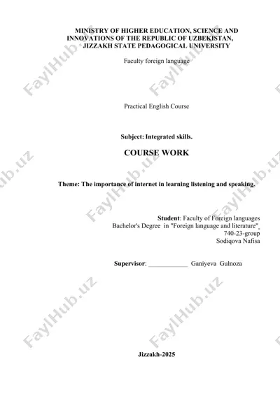 the importance of internet in learning listening and speaking (course work) — DOCX