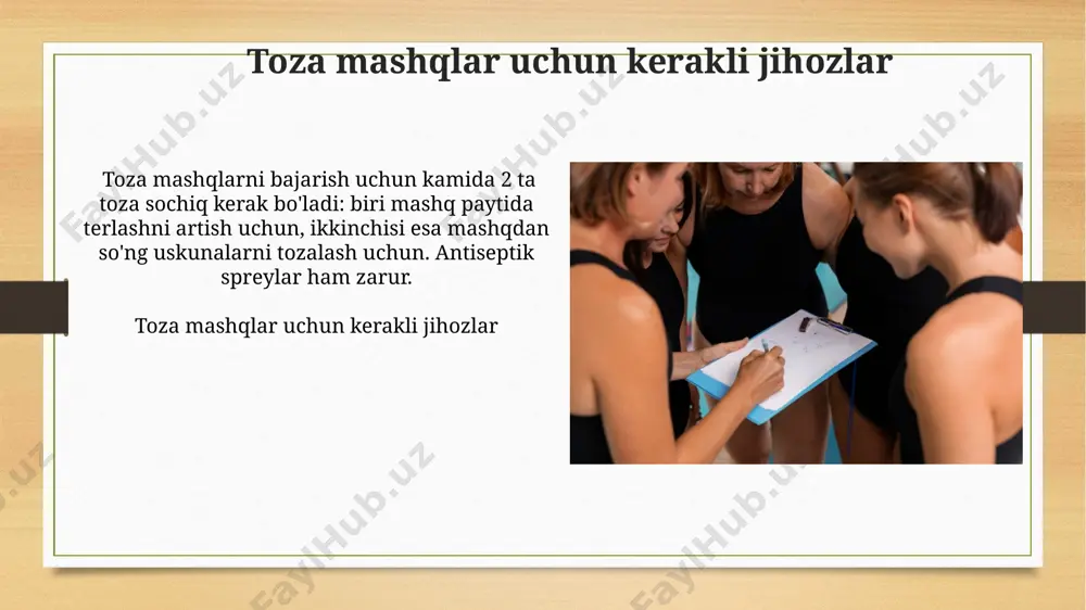 ning o'zgarishlari toza mashqlarda tez-tez uchraydigan xatolar noto'g'ri texnika - bu mashqlar paytida 2-3 martadan ortiq uchraydigan asosiy xato. noto'g'ri shakl shikastlanish xavfini oshiradi va maqsadli mushaklarni izolyatsiya qilishni qiyinlashtiradi. og'irlikni oshirib yuborish - ko'pchilik uchun 1-raqamli muammo. haddan tashqari og'irlik bilan ishlash texnikani buzadi, boshqa mushaklarni jalb qiladi va maqsadli mushaklarga yetarli yuk tushirmaydi. toza mashqlar xavfsizligi yaxshi texnika 1 takrorlashdan ko'ra muhimroqdir. notog'ri texnika jarohatlarga olib kelishi mumkin, shuning uchun avval og'irlikni kamaytiring va 3-5 takrorlashdan iborat yaxshi texnikaga e'tibor qarating. mashq zalida 10 dan ortiq odam bo'lsa, har bir mashqdan keyin jihozlarni dezinfektsiyalash muhim. shuningdek, og'irliklar va boshqa jihozlardan foydalanganda toza sochiqdan foydalaning. ilg'or toza mashqlar dasturi dastur 12 haftalik bo'lib, haftada kamida 3 ta kuch mashg'ulotini o'z ichiga oladi. asosiy e'tibor 5 ta asosiy harakatga qaratilgan: tortish, itarish, cho'kkalash, buklish va ko'tarish. ilg'or toza mashqlar dasturi toza mashqlar haqida savollar va javoblar toza mashqlar 10-12 ta …