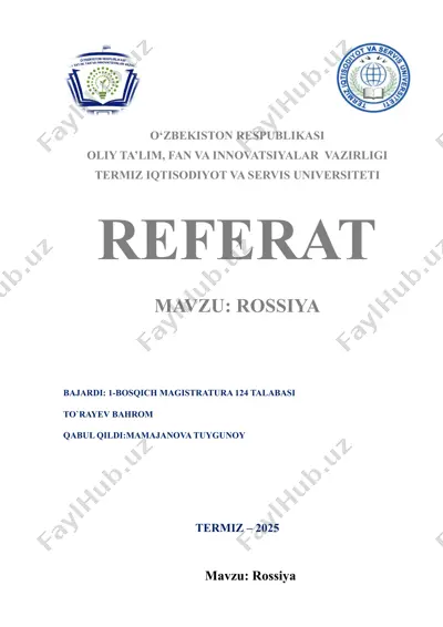 rossiya haqida qisqacha ma'lumot — DOC