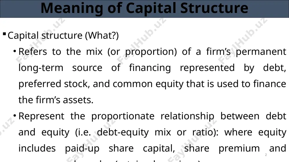 debt payments. 7 leverage meaning of operating leverage… is concerned with the relationship between the firm’s sales and its earnings before interest and taxes (ebit) or operating profits. when costs of operations (such as cost of goods sold and operating expenses) are largely fixed, small changes in revenue will lead to much larger changes in ebit. the use of fixed operating costs to magnify the effects of changes in sales on the firm’s earnings before interest and taxes. 8 leverage in physics, leverage implies the use of a lever to raise a heavy object with a small force. in politics, if people have leverage, their smallest word or action can accomplish a great deal. 8 illustration 1: a firm sells product for br. 100 per unit, has variable operating costs of br.50 and fixed operating cost (foc) of br. 50,000 per year. show the various levels of ebit that would …
