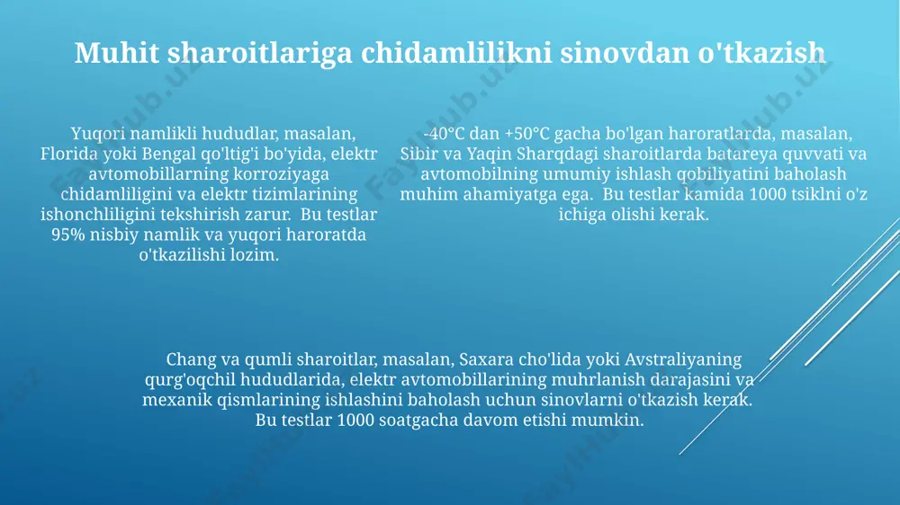 elektr avtomobillarni sinovdan o'tkazishdagi muammolar - Page 5
