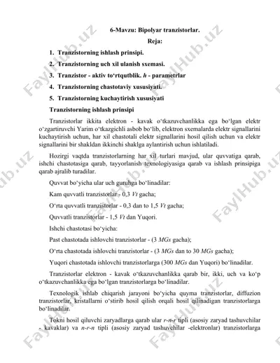 bipolyar tranzistorlar — DOC