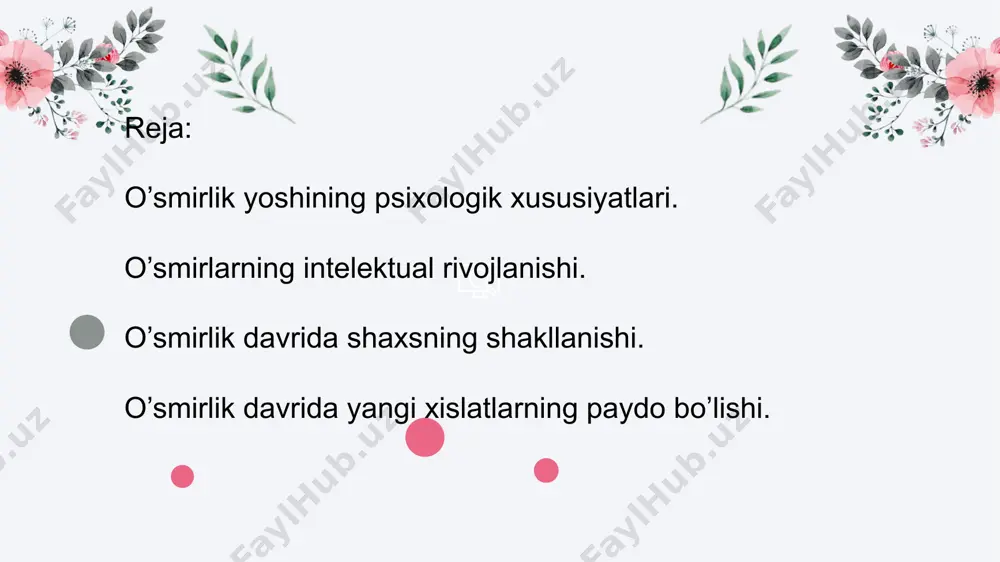 iga qarama, o’z fikrlarini o’tkazishga harakat qiladilar. 01 02 03 05 06 juda ko’p o’smirlar bu davrda chekish hamda spirtli ichimliklarga qiziqib qoladilar. katta odam, shuningdek chekuvchi, ichuvchi singari yangi rollarda o’zini qulay his qiladi. bunday holatlarga tushgan o’smir juda tashvishga tushadi va unda krizis holati yuzaga keladi. bu krizis o’smirning ma’naviy o’sishi, shuningdek psixikasidagi o’zgarishlar bilan ham bogliqdir. bu davrda bolaning ijtimoiy mavqei o’zgaradi, o’zining yaqinlari, do’stlari, tengdoshlari bilan yangi munosabatlar yuzaga keladi. lekin eng katta o’zgarish uning ichki dunyosida yuzaga keladi design ko’pgina o’smirlarda o’zidan qoniqmaslik holati kuzatiladi. shuningdek, o’zi haqidaga mavjud fikrlarining bugun unda sodir bo’layotgan o’zgarishlarga to’g’ri kelmayotganligi o’smirni asabiylashishiga olib keladi. bu esa o’smirda o’zi haqida salbiy fikr va qo’rquvni yuzaga keltirishi mumkin. ba’zi o’smirlarni nima uchun atrofdagilar kattalar shuningdek ota-onasiga qarshi chiqayotynligini anglay olmayotganligi tashvishga soladi. bu holat ularni ichdan asabiylashishlariga sabab bo’ladi va o’smirlik davri krizisi deyiladi. o’smirlik davrida yetakchi faoliyat - bu …