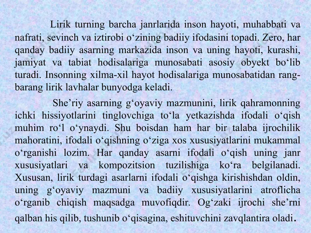 vazndagi she’rlaming o‘qilishida qanday farq bor? e’tiboringiz uchun rahmat!